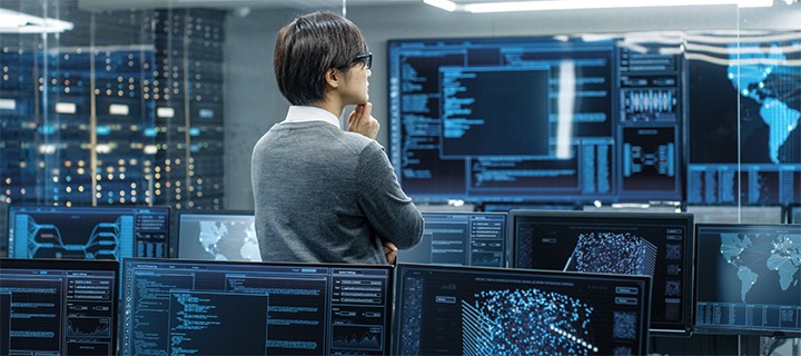 man in a IT center